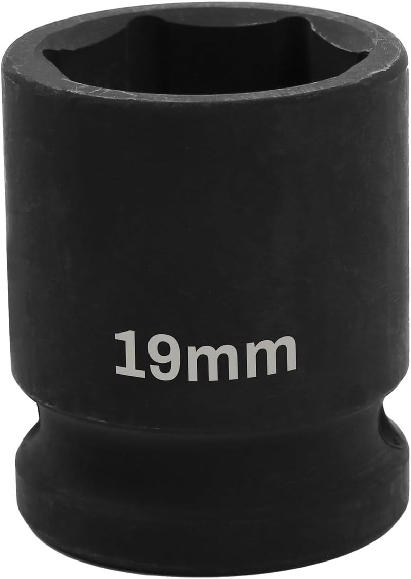 SUNKOO 1/2 Inch Drive 19mm Deep Impact Socket, CR-MO 6 Point Heavy Duty Metric Axle Nut Socket for Easy Removal of Axle and Wheel Hub Nuts - Image 1